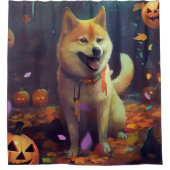 Halloween Shiba Inu mit Pumpkins Beängstigend Duschvorhang (Vorderseite)