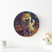 Halloween Shiba Inu mit Pumpkins Beängstigend Große Wanduhr (Zuhause)