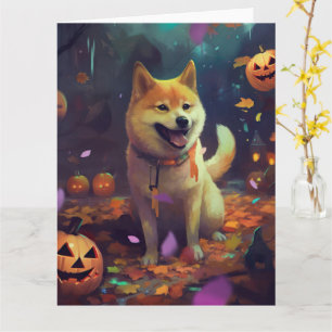 Halloween Shiba Inu mit Pumpkins Beängstigend Karte