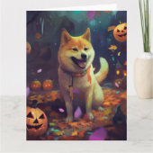 Halloween Shiba Inu mit Pumpkins Beängstigend Karte (Vorderseite)