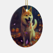 Halloween Shiba Inu mit Pumpkins Beängstigend Keramik Ornament (Rechts)
