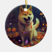 Halloween Shiba Inu mit Pumpkins Beängstigend Keramik Ornament (Vorne)
