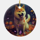 Halloween Shiba Inu mit Pumpkins Beängstigend Keramik Ornament (Hinten)