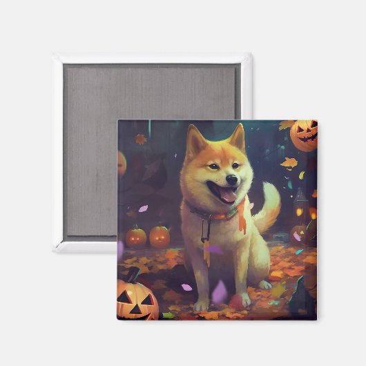 Halloween Shiba Inu mit Pumpkins Beängstigend Magnet (Vorderseite/Rückseite)