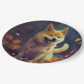 Halloween Shiba Inu mit Pumpkins Beängstigend Pappteller (Schrägansicht)