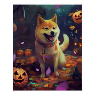 Halloween Shiba Inu mit Pumpkins Beängstigend Poster