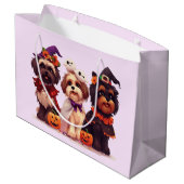 Halloween Shih Tzu Dogs Große Geschenktüte (Rückseite Schrägansicht)