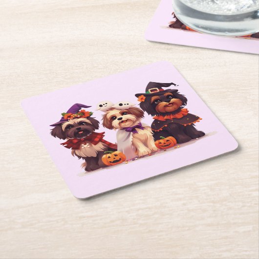 Halloween Shih Tzu Dogs Rechteckiger Pappuntersetzer (angewinkelt)