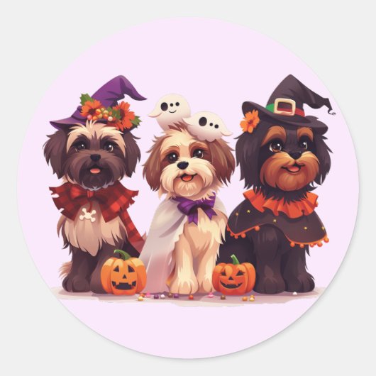 Halloween Shih Tzu Dogs Runder Aufkleber (Vorderseite)