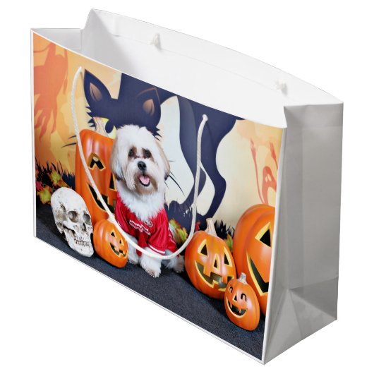 Halloween - Shih Tzu - Jhanggoon Große Geschenktüte (Rückseite Schrägansicht)