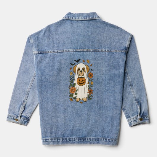 Halloween Shih Tzu mit Herbst-Blume Jeansjacke (Rückseite)