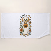 Halloween Shih Tzu mit Herbst-Blume Strandtuch (Vorderseite)