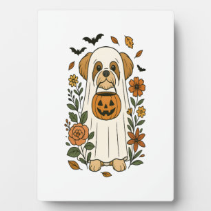 Halloween Shih Tzu mit Herbstblumen Fotoplatte