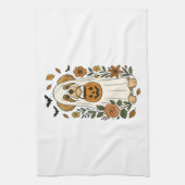 Halloween Shih Tzu mit Herbstblumen Geschirrtuch (Vertikal)