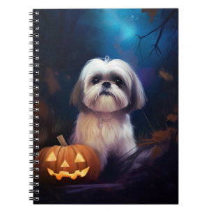 Halloween Shih Tzu mit Kürbissen Gruselig Notizblock