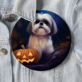 Halloween Shih Tzu mit Pumpkins Beängstigend Button (Beispiel)