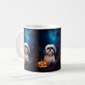 Halloween Shih Tzu mit Pumpkins Beängstigend Kaffeetasse (Vorderseite Links)