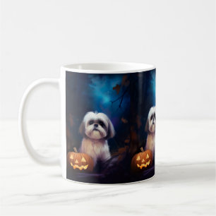 Halloween Shih Tzu mit Pumpkins Beängstigend Kaffeetasse