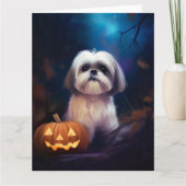 Halloween Shih Tzu mit Pumpkins Beängstigend Karte (Vorderseite)