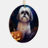 Halloween Shih Tzu mit Pumpkins Beängstigend Keramik Ornament (Rechts)