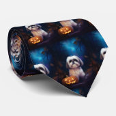 Halloween Shih Tzu mit Pumpkins Beängstigend Krawatte (Gerollt)