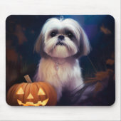 Halloween Shih Tzu mit Pumpkins Beängstigend Mousepad (Vorne)