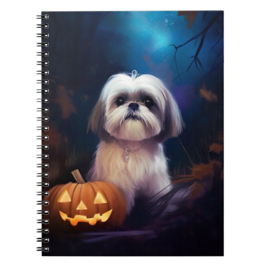 Halloween Shih Tzu mit Pumpkins Beängstigend Notizblock (Vorderseite)