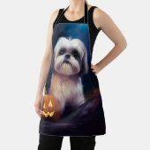 Halloween Shih Tzu mit Pumpkins Beängstigend Schürze (InSitu)