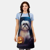 Halloween Shih Tzu mit Pumpkins Beängstigend Schürze (Getragen)