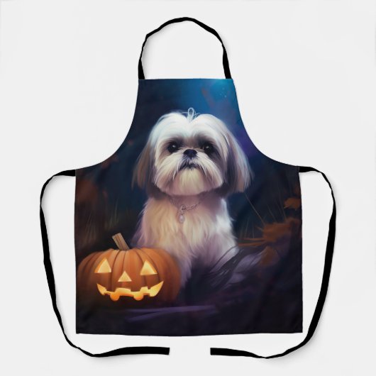 Halloween Shih Tzu mit Pumpkins Beängstigend Schürze (Vorderseite)