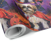 Halloween Shih Tzu Vampire Pumpkins Beängstigend Geschenkpapier (Rolleneckpunkt)