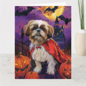 Halloween Shih Tzu Vampire Pumpkins Beängstigend Karte (Vorderseite)