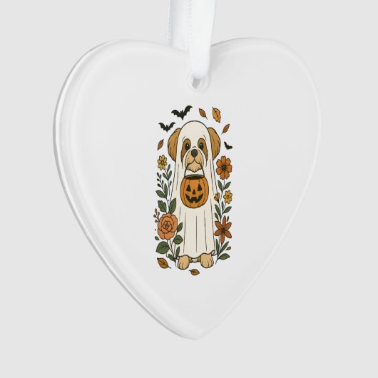 Halloween Shih Tzu with Fall Flowers Ornament (Vorderseite)