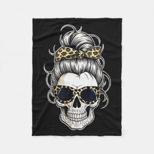 Halloween-Shirt für Frauen Totenkopf , Leopard  Fleecedecke