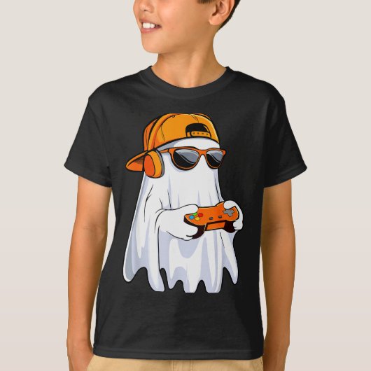 Halloween Shirt Ghost Gamer Video Gaming Boys Men (Vorderseite)