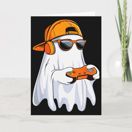 Halloween Shirt Ghost Gamer Video Gaming Boys Men Karte (Vorderseite)