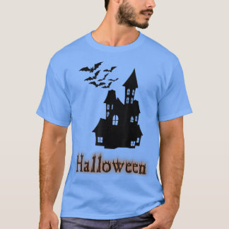 Halloween Shirt Haunted House and Bats Happy Hallo