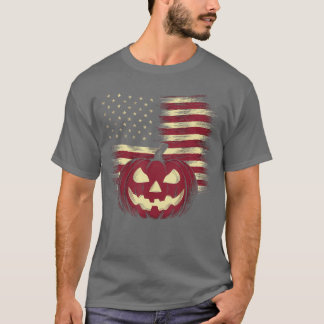 Halloween-Shirt Kürbis Amerikanische Flagge Horror T-Shirt
