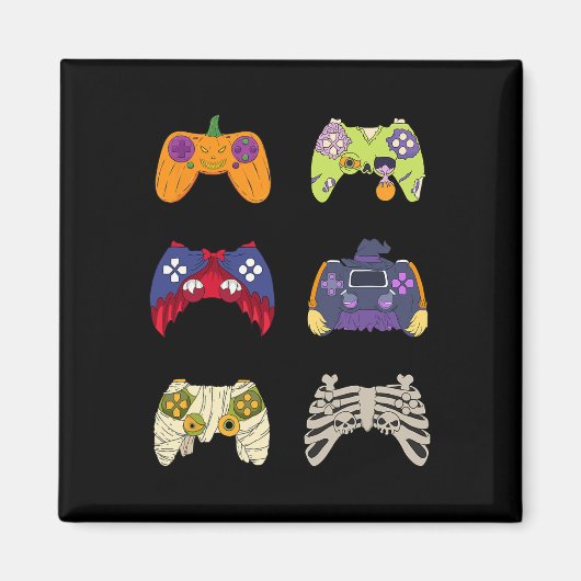 Halloween Shirt Skeleton Zombie Gaming Controller Magnet (Vorne)
