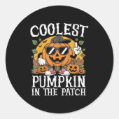 Halloween Shirts Boys And Kids Coolest Pumpkin In Runder Aufkleber (Vorderseite)