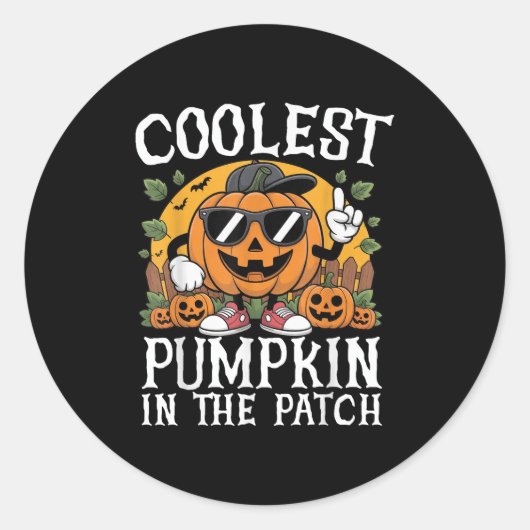 Halloween Shirts Boys And Kids Coolest Pumpkin In  Runder Aufkleber (Vorderseite)