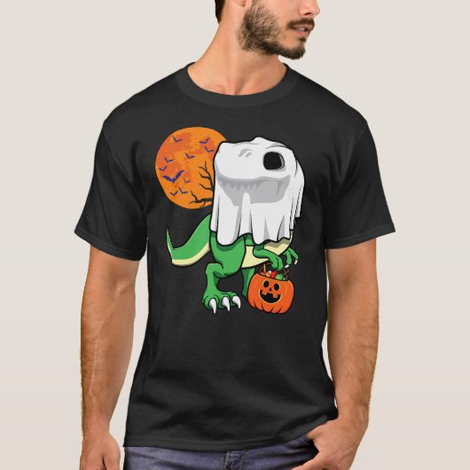 Halloween Shirts for Boys Men Dinosaur T Rex Ghost (Vorderseite)