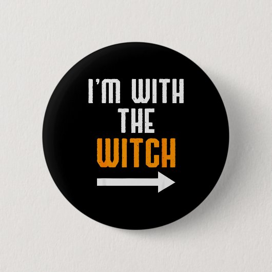 Halloween Shirts For Men I'm With The Witch Funny  Button (Vorderseite)