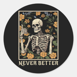 Halloween-Shirts für Frauen nie besseres Skelett F Runder Aufkleber