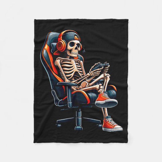 Halloween Shirts Skeleton Gamer Video Gaming Boys Fleecedecke (Vorderseite)