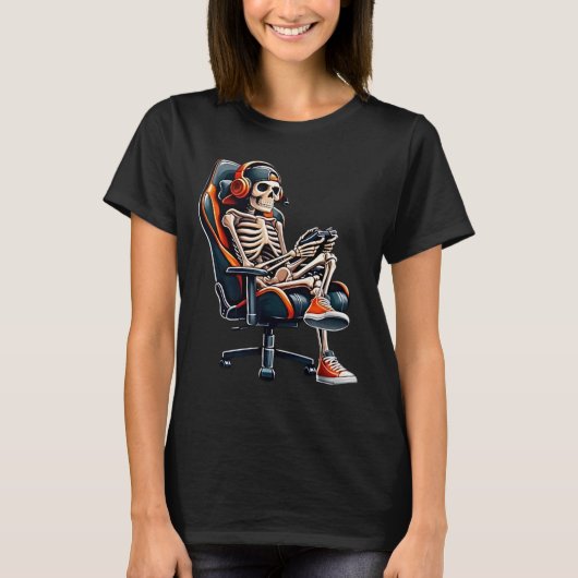 Halloween Shirts Skeleton Gamer-Videospiel (Vorderseite)