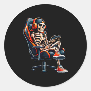 Halloween-Shirts Skelett Gamer Video-Spiele Jungen Runder Aufkleber
