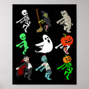 Halloween Shoot Dance Monsters Skeleton Boys Girls Poster
