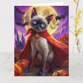 Halloween Siamese Cat Vampire Pumpkins Beängstigen Karte (Gelbe Blume)
