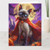 Halloween Siamese Cat Vampire Pumpkins Beängstigen Karte (Vorderseite)